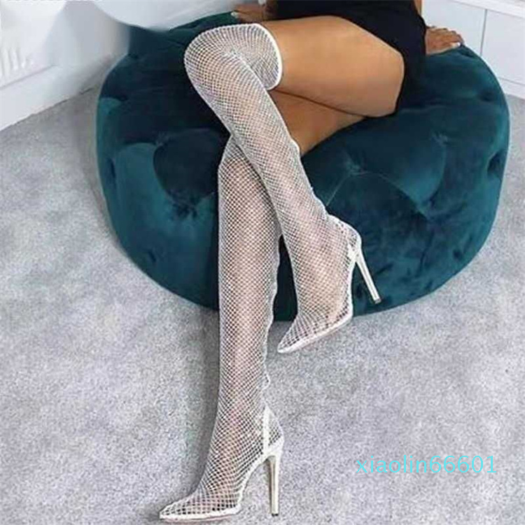 Sandal Design Crystal Rhinestone Mesh Stretch Fabric Sexy High Heels Sock Over the Knee Boots Pvc Transparent Pointed Toe Shoes 230302, Red
Sandal Design Crystal Rhinestone Mesh Stretch Fabric Sexy High Heels Sock Over the Knee Boots Pvc Transparent Pointed Toe Shoes 230302, Red