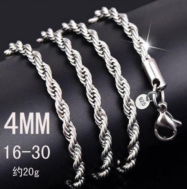 New Arrival 925 Sterling Silver Necklace Chains 4MM 1630 inch Pretty Cute Fashion Charm Rope Chain Necklace Jewelry High Quality7557462
New Arrival 925 Sterling Silver Necklace Chains 4MM 1630 inch Pretty Cute Fashion Charm Rope Chain Necklace Jewelry High Quality7557462