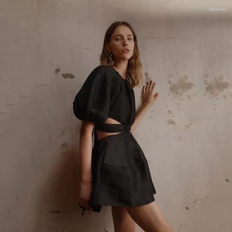 Casual Dresses Women Sexy Cutout Waist Linen Mini Dress 2023 O Neck Short Lantern Sleeve Fashion, Black
Casual Dresses Women Sexy Cutout Waist Linen Mini Dress 2023 O Neck Short Lantern Sleeve Fashion, Black