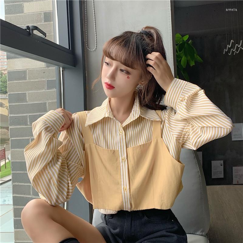 Women' Blouses 2023 Spring Autumn Korean Women Blouse Long Sleeve Striped Single-breasted Turn-down Collar All-match Lady Shirt Preppy, Yellow
Women' Blouses 2023 Spring Autumn Korean Women Blouse Long Sleeve Striped Single-breasted Turn-down Collar All-match Lady Shirt Preppy, Yellow