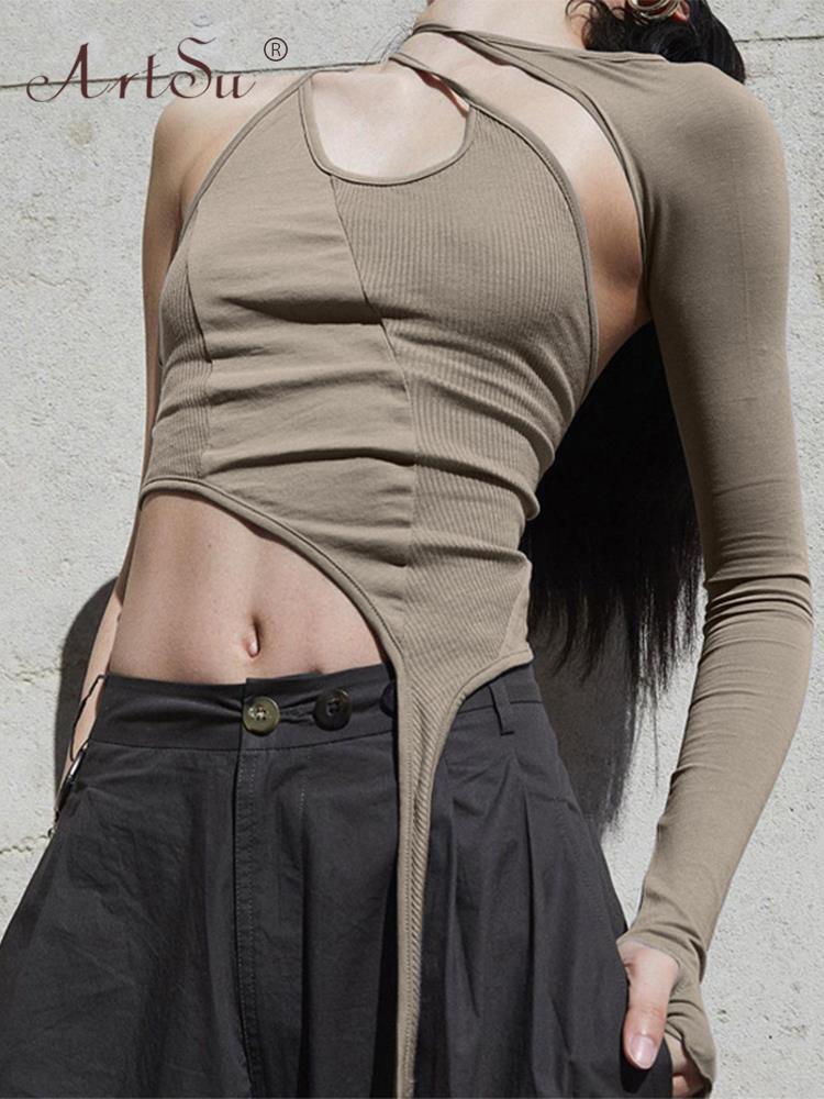 Women's TShirt ArtSu Autumn Women Solid Slip Halter One Shoulder Asymmetric Hollow Out Black Crop Top Streetwear Sexy Club Tops Tshirts 230512, New apricot
Women's TShirt ArtSu Autumn Women Solid Slip Halter One Shoulder Asymmetric Hollow Out Black Crop Top Streetwear Sexy Club Tops Tshirts 230512, New apricot