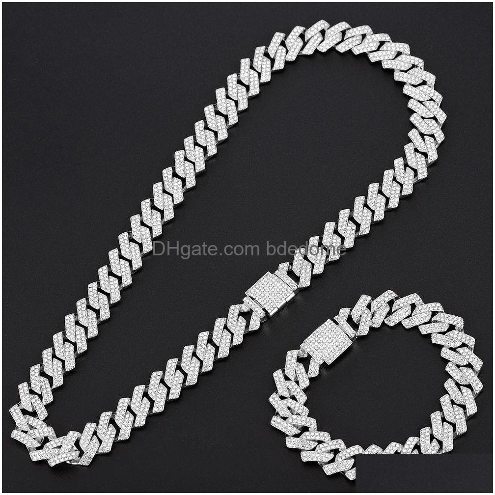 Chokers 15Mm Miami Prong Cuban Chain Link Sier Color Necklaces 2 Row Fl Iced Out Rhinestones Bracelet Set For Mens Hip Hop Chains Dr Dhtle
Chokers 15Mm Miami Prong Cuban Chain Link Sier Color Necklaces 2 Row Fl Iced Out Rhinestones Bracelet Set For Mens Hip Hop Chains Dr Dhtle