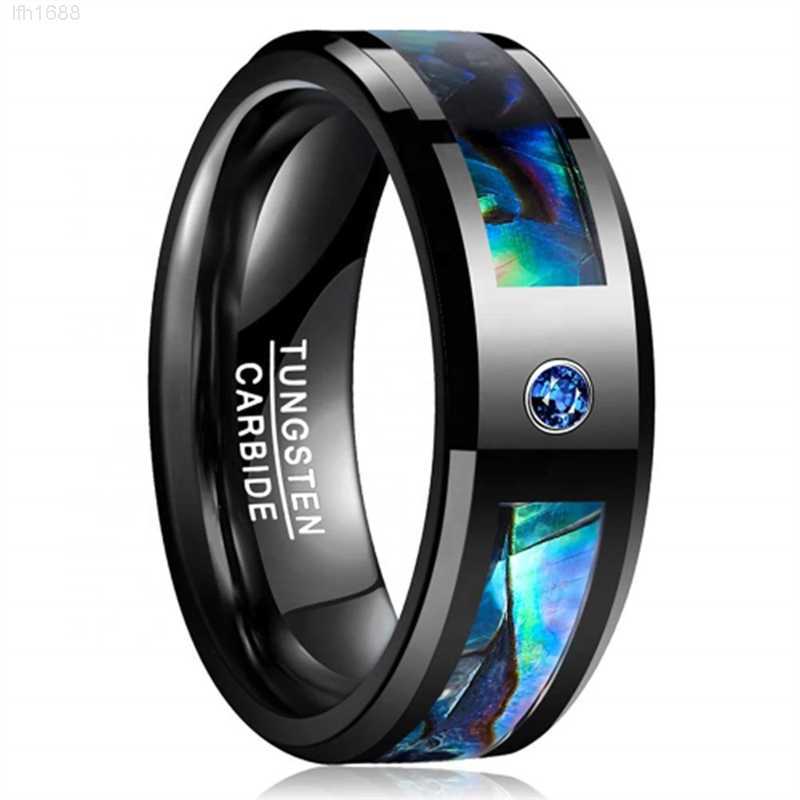Poya Black Tungsten Abalone Shell Inlay Ring 8mm Blue Sapphire Stone Wedding Band for Men
Poya Black Tungsten Abalone Shell Inlay Ring 8mm Blue Sapphire Stone Wedding Band for Men