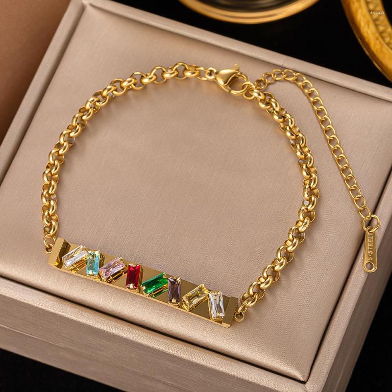 Link Bracelets 316L Stainless Steel High Quality Colorful Square Zircon Charm Bracelet For Women Fashion Girls Wrist Jewelry Party Wedding
Link Bracelets 316L Stainless Steel High Quality Colorful Square Zircon Charm Bracelet For Women Fashion Girls Wrist Jewelry Party Wedding