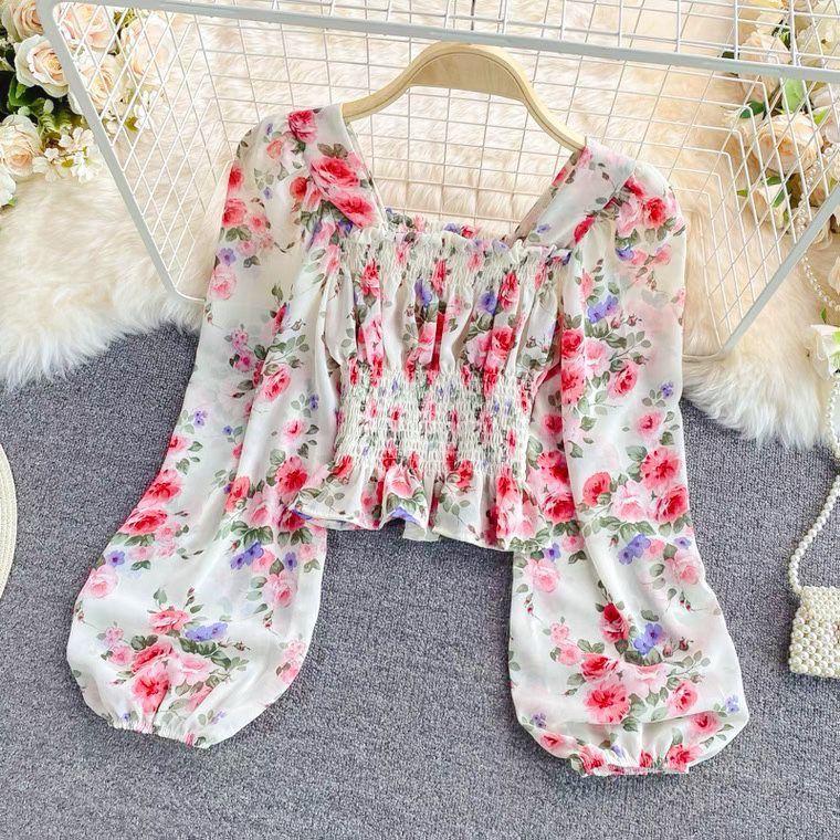 Women's Blouses Women Patchwork Slim Puff Sleeve Square-neck Design Elegant Sweet All-match Casual Chic Fashion Retro Pullover A495, Floral yellow
Women's Blouses Women Patchwork Slim Puff Sleeve Square-neck Design Elegant Sweet All-match Casual Chic Fashion Retro Pullover A495, Floral yellow