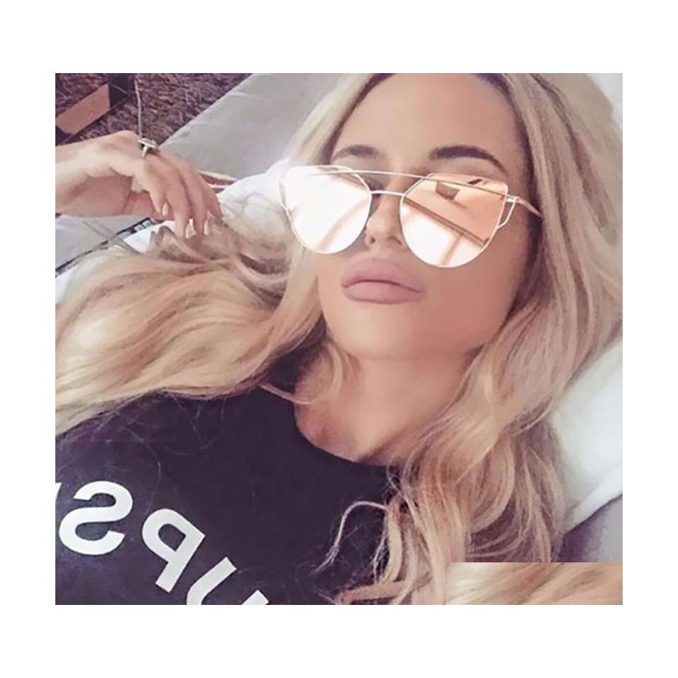 Sunglasses Fashion Cat Eye Vintage Rose Gold Mirror Woman Metal Reflective Flat Lens Tourism Sun Glasses Mticolor Style Drop Deliver Dhch6
Sunglasses Fashion Cat Eye Vintage Rose Gold Mirror Woman Metal Reflective Flat Lens Tourism Sun Glasses Mticolor Style Drop Deliver Dhch6