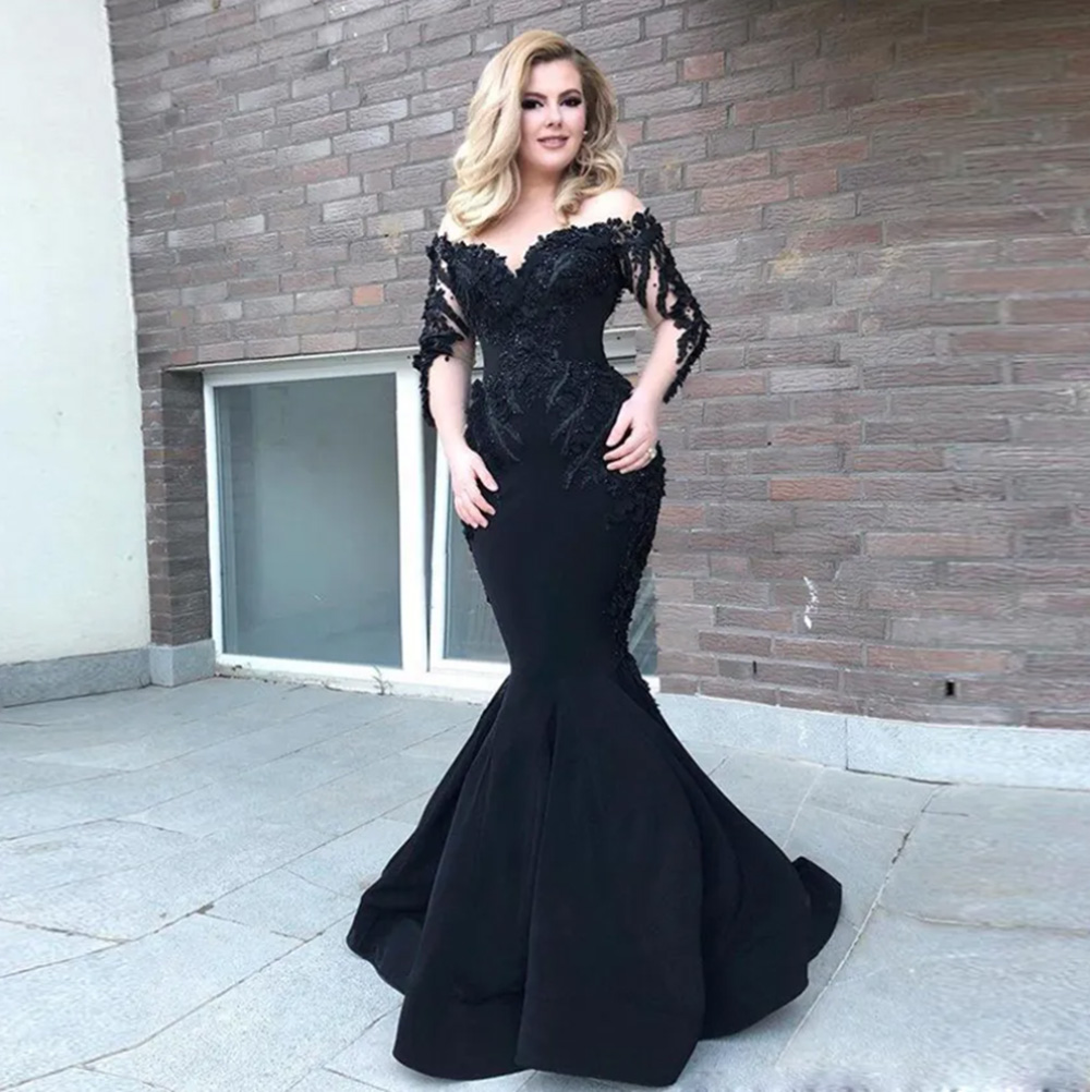 Black Mermaid Evening Dresses Formal Prom Party Gown Off-Shoulder Long Sleeve Floor-Length Sweep Train Beaded Applique Satin long Illusion, Gold
Black Mermaid Evening Dresses Formal Prom Party Gown Off-Shoulder Long Sleeve Floor-Length Sweep Train Beaded Applique Satin long Illusion, Gold