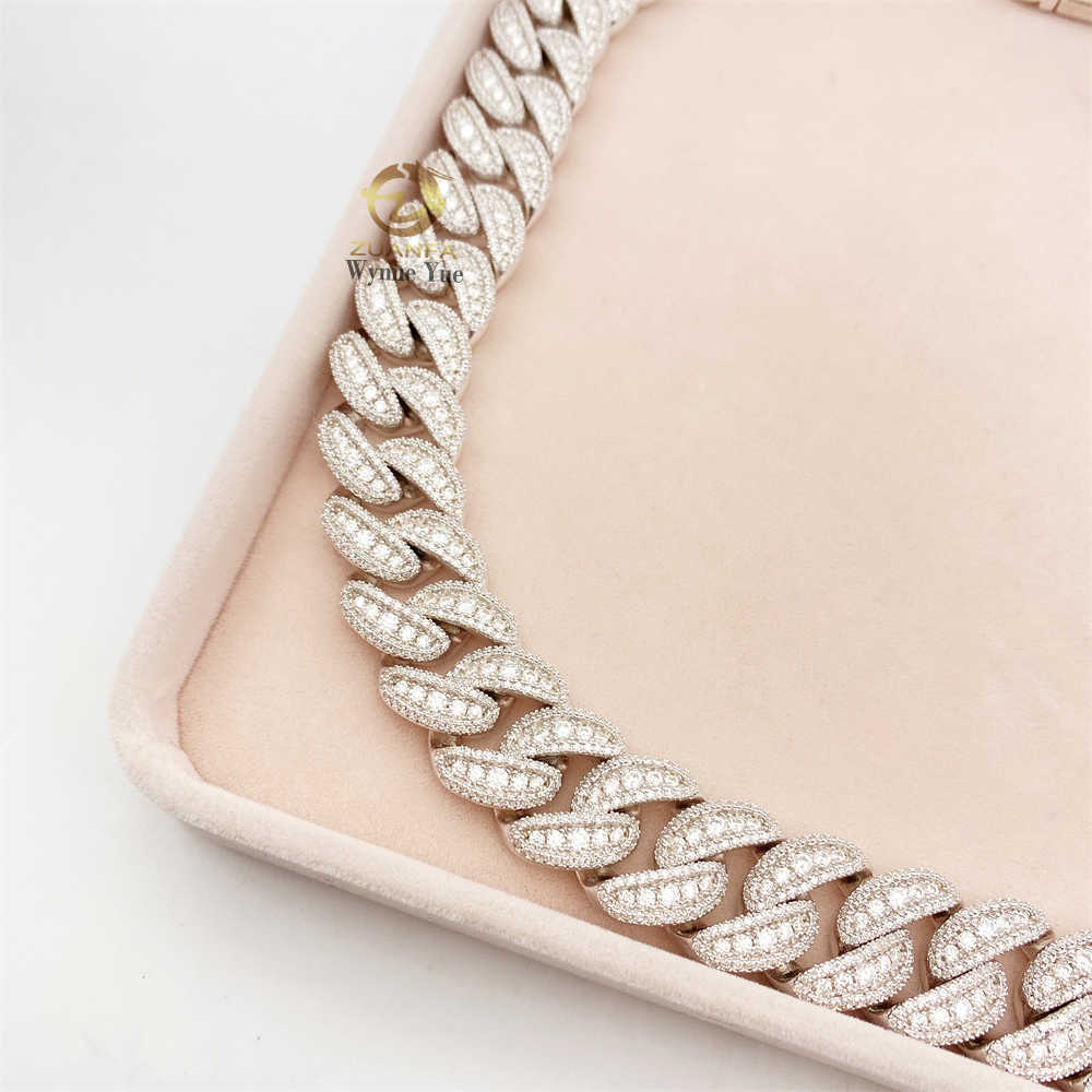 necklace moissanite chain 35ctw Bussdown 18mm Iced Out Falwless Moissanite Diamond Miami Cuban Link Chain