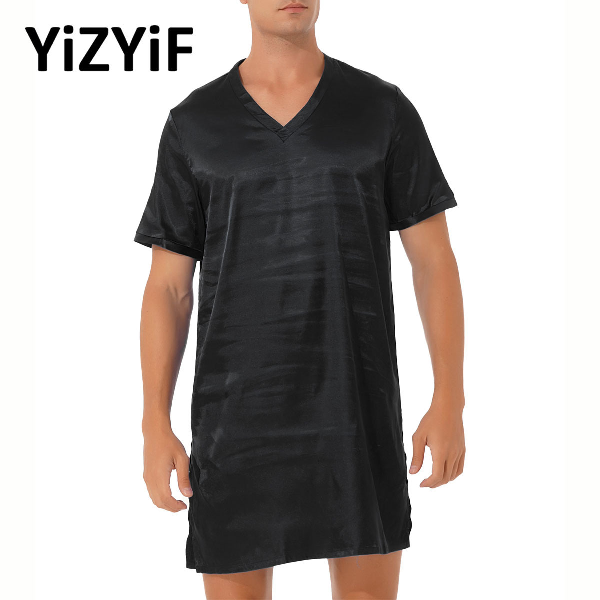 Men's Sleepwear Sleepwear Mens Silk Satin Nightshirt Short Sleeve Sissy Pajamas Nightgown Night Shirts Lighweight Loungewear 230512, Grey
Men's Sleepwear Sleepwear Mens Silk Satin Nightshirt Short Sleeve Sissy Pajamas Nightgown Night Shirts Lighweight Loungewear 230512, Grey