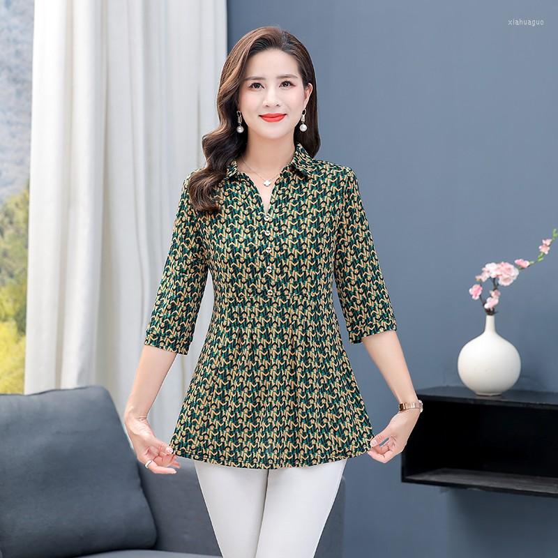 Women's Blouses Vintage Womens Shirt For Women Printed Quarter Sleeve Top Woman Polo Neck Clothing Female Button Up Basic Shirts, Green
Women's Blouses Vintage Womens Shirt For Women Printed Quarter Sleeve Top Woman Polo Neck Clothing Female Button Up Basic Shirts, Green