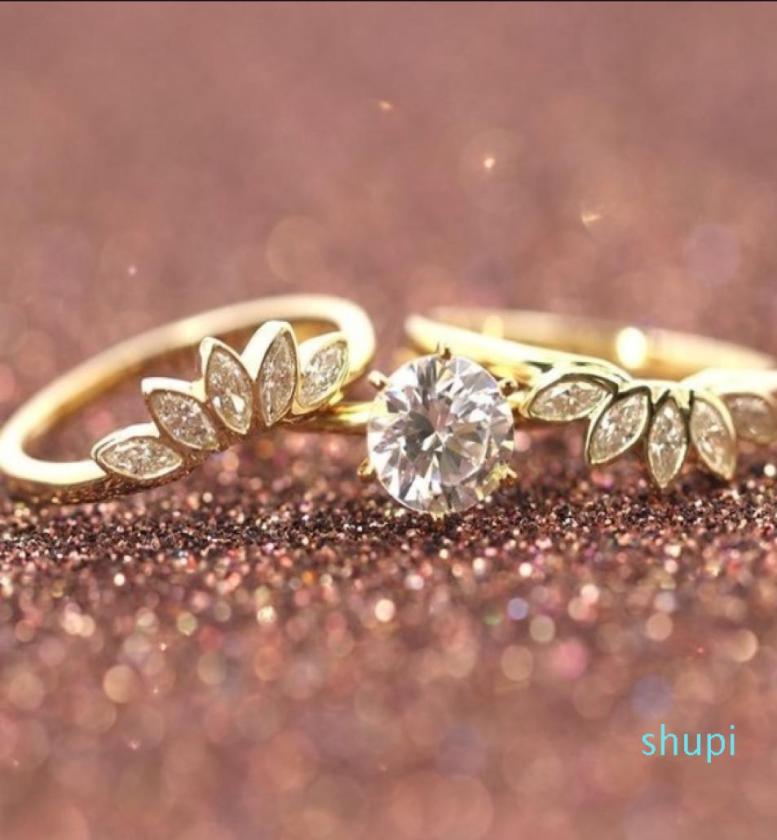 Unique Leaf Design 18K Rose Gold And Silver White Sapphire Diamond Wedding Engagement Ring Set Size 5121730578
Unique Leaf Design 18K Rose Gold And Silver White Sapphire Diamond Wedding Engagement Ring Set Size 5121730578