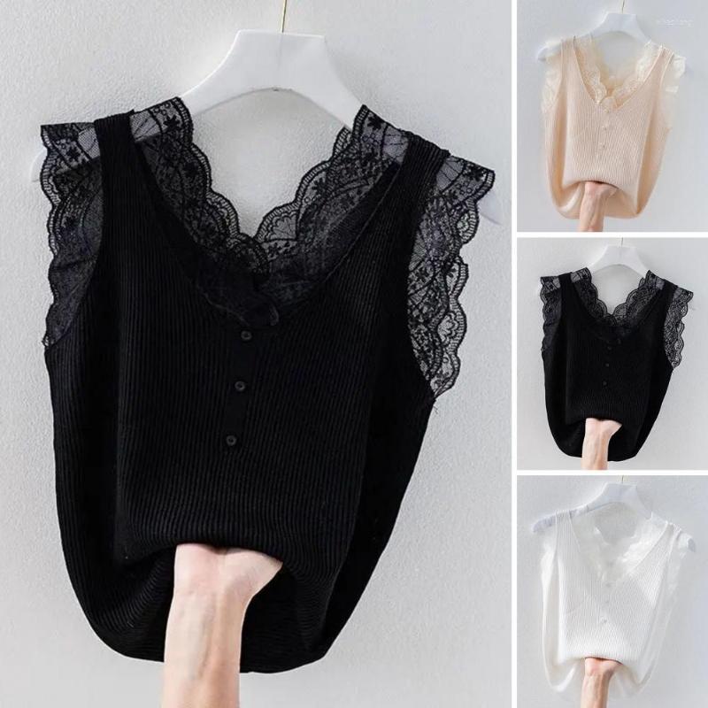 Women's Tanks V-Neck Sleeveless Women Vest Buttons Decor Ribbed Thin Bottoming Shirt Summer Crochet Lace Stitching Solid Color Tank Top, Black
Women's Tanks V-Neck Sleeveless Women Vest Buttons Decor Ribbed Thin Bottoming Shirt Summer Crochet Lace Stitching Solid Color Tank Top, Black