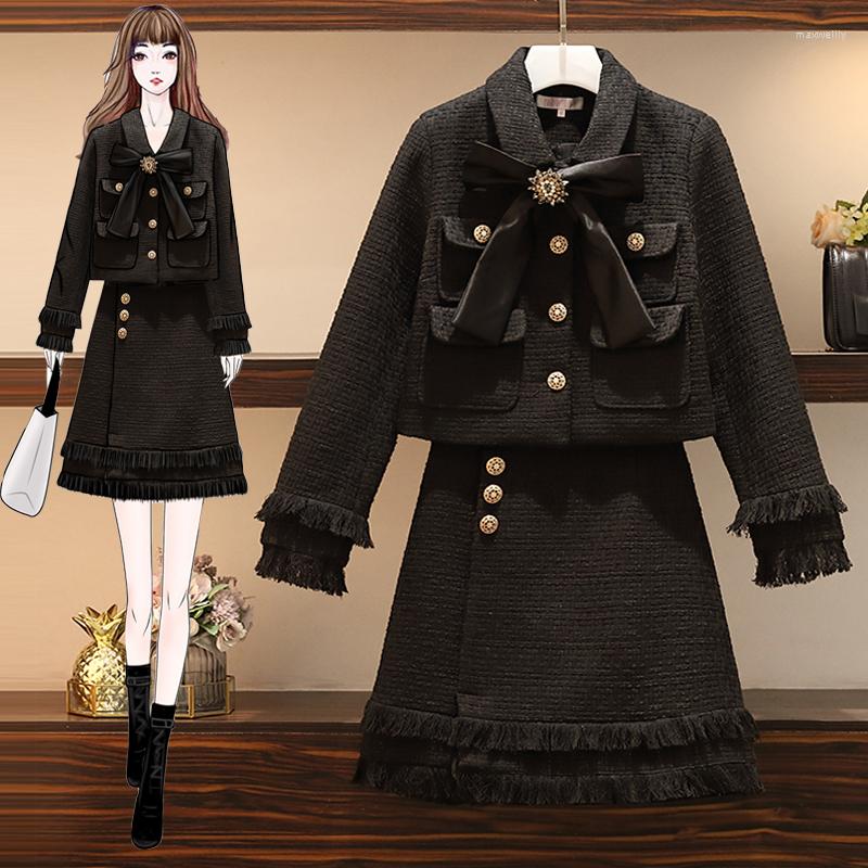 Work Dresses Plus Size Small Fragrance Runway Women Woolen Suit Black 2 Piece Set Vintage Bow Tassel Tweed Jacket Coat Skirt Two
Work Dresses Plus Size Small Fragrance Runway Women Woolen Suit Black 2 Piece Set Vintage Bow Tassel Tweed Jacket Coat Skirt Two