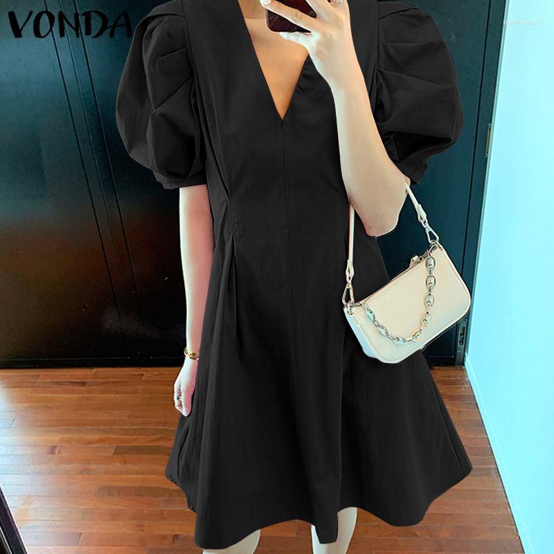Party Dresses Women Solid Dress VONDA 2023 Summer Sexy V Neck Knee-Length Pleated Tunic Shorts Sleeve Vestidos - Short Robe, Black
Party Dresses Women Solid Dress VONDA 2023 Summer Sexy V Neck Knee-Length Pleated Tunic Shorts Sleeve Vestidos - Short Robe, Black