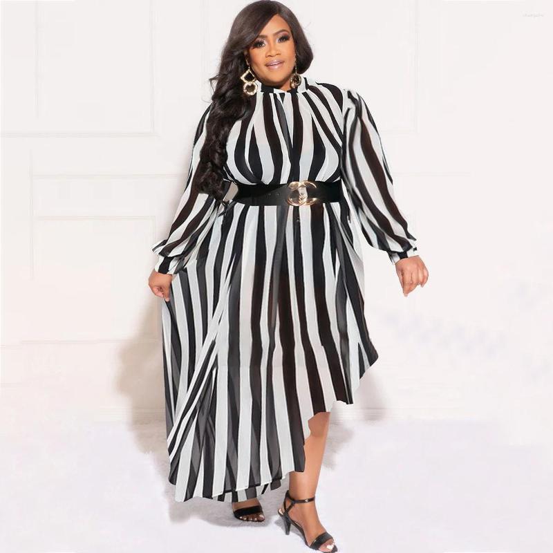 Casual Dresses -4XL 2023 Fall Women Stripe Printing Long Sleeve Irregular Loose Lady Clothing, Blue
Casual Dresses -4XL 2023 Fall Women Stripe Printing Long Sleeve Irregular Loose Lady Clothing, Blue