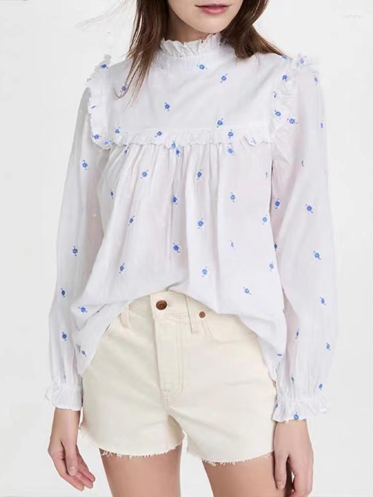 Women' Blouses Women Flowers Embroidery Blouse 2023 Early Autumn Ladies Stand Collar Ruffles Trim Long-sleeved Shirt And Tops Female, Top
Women' Blouses Women Flowers Embroidery Blouse 2023 Early Autumn Ladies Stand Collar Ruffles Trim Long-sleeved Shirt And Tops Female, Top