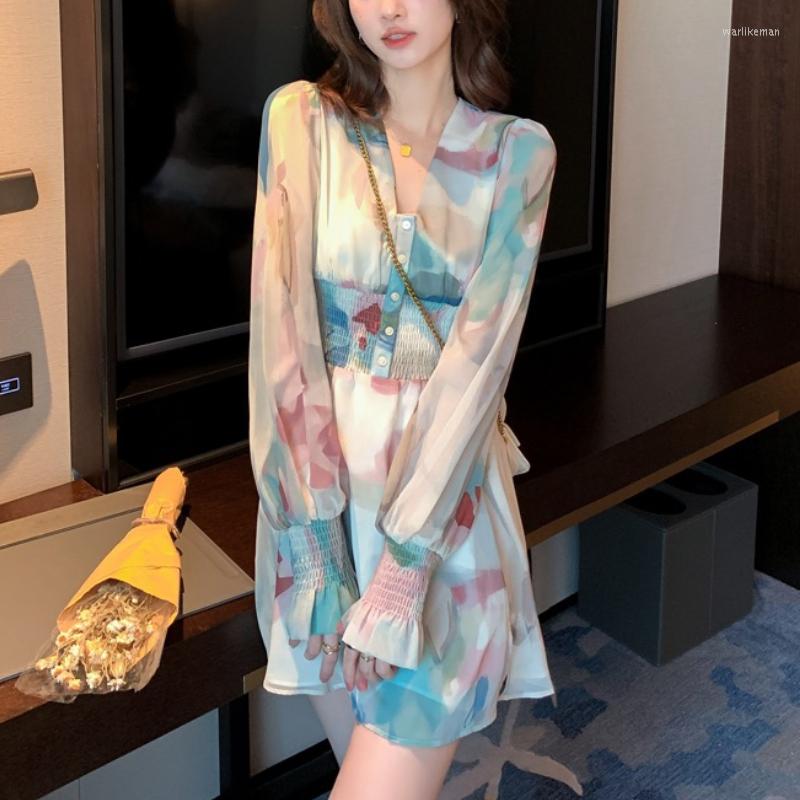 Casual Dresses Deeptown Korean Fashion Mini Chiffon Shirt Dress Women Elegant Tender Printed V-neck Lantern Sleeve Tunic Beach Holiday, Pic
Casual Dresses Deeptown Korean Fashion Mini Chiffon Shirt Dress Women Elegant Tender Printed V-neck Lantern Sleeve Tunic Beach Holiday, Pic