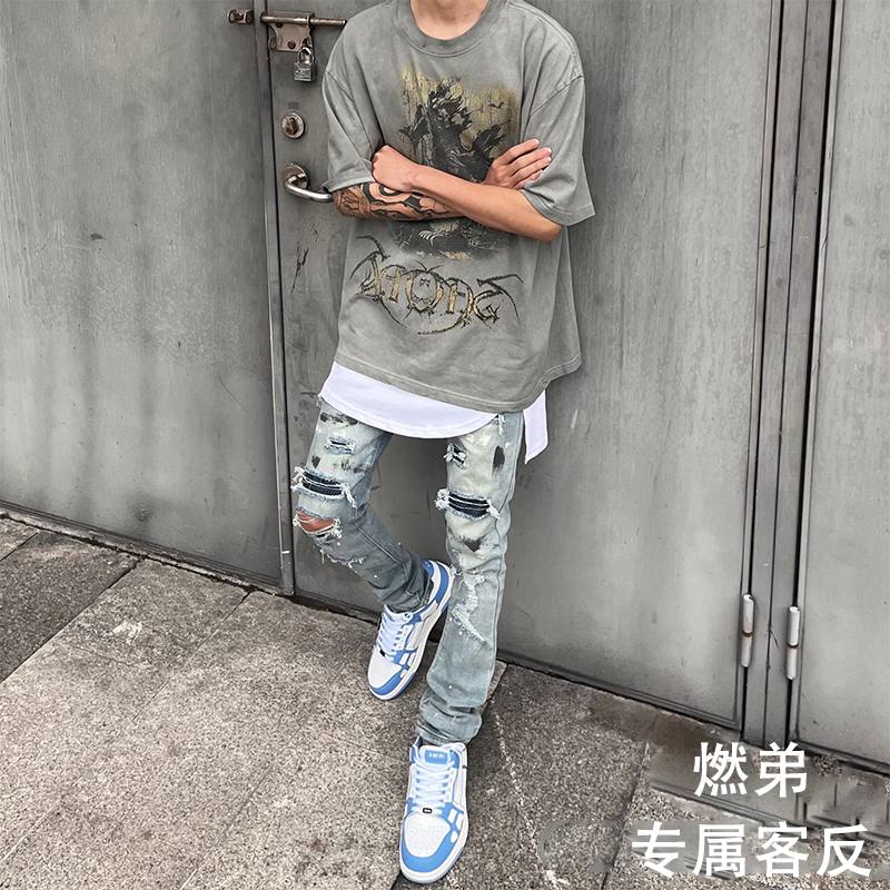 Original Vintage Washed Blue Jeans Distressed Men Jeans Ink Printed Denim Jeans Fashion slim fit Men Hiphop Streetwear Causal jeans
Original Vintage Washed Blue Jeans Distressed Men Jeans Ink Printed Denim Jeans Fashion slim fit Men Hiphop Streetwear Causal jeans