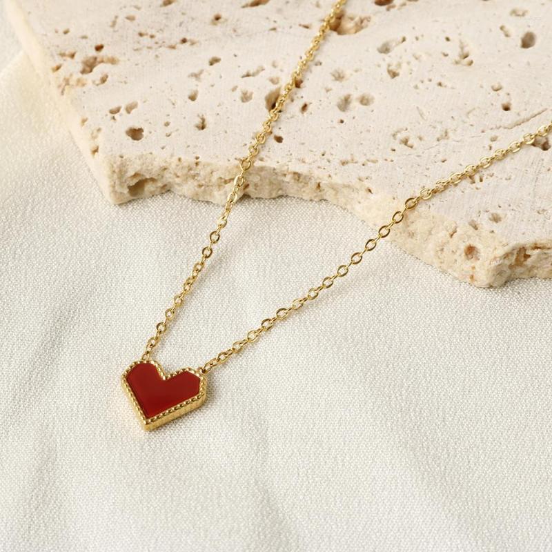 Chains Stainless Steel Red Enamel Heart Pendant Necklace Gold Plated Necklaces For Women Fashion Daily Wear Jewelry Gift
Chains Stainless Steel Red Enamel Heart Pendant Necklace Gold Plated Necklaces For Women Fashion Daily Wear Jewelry Gift