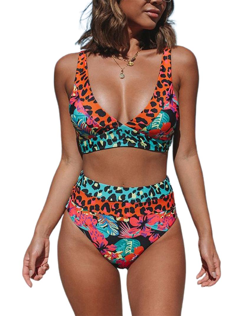 Women' Swimwear Ladies Summer Split Set Women Floral Plant Printing Leopard Point Splicing Tank Top Type High Waist Bikini Swimsuit, Multi
Women' Swimwear Ladies Summer Split Set Women Floral Plant Printing Leopard Point Splicing Tank Top Type High Waist Bikini Swimsuit, Multi