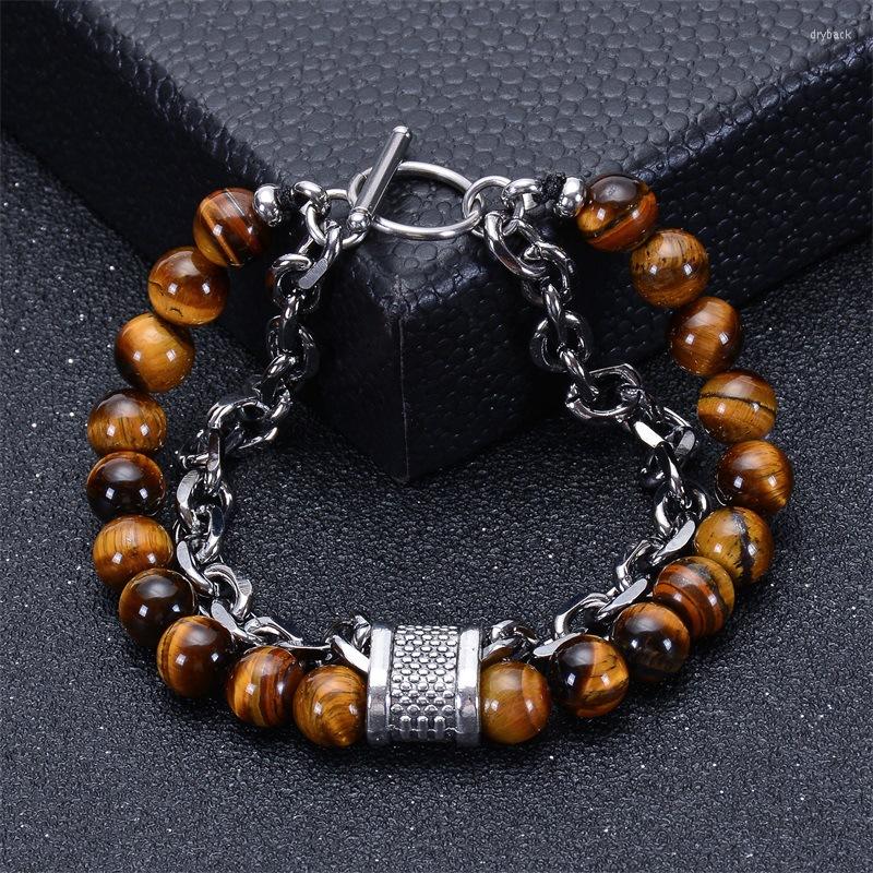 Strand 2023 Men's Tiger Eye Stone Beaded Bracelet Gunmetal Link Chain Yoga Stainless Steel Male Jewelry
Strand 2023 Men's Tiger Eye Stone Beaded Bracelet Gunmetal Link Chain Yoga Stainless Steel Male Jewelry