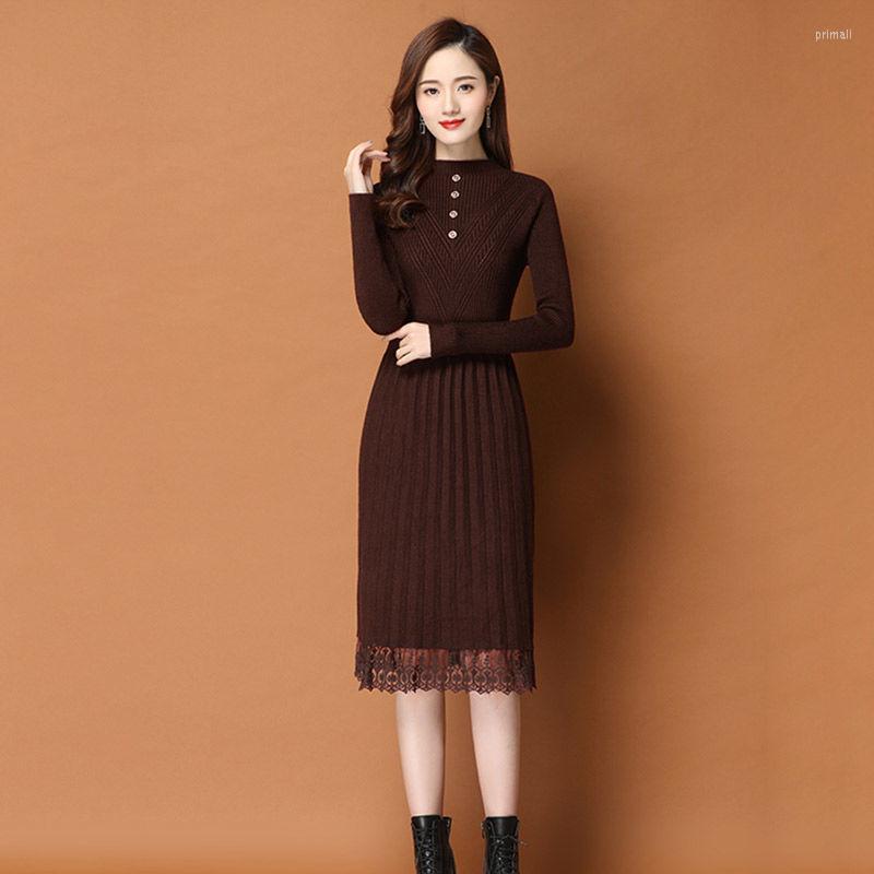 Casual Dresses Lace Pleated Sweater Women Autumn Warm Knitted Korean Vintage Loose Turtleneck Button Winter Dress Vestido, No velvet
Casual Dresses Lace Pleated Sweater Women Autumn Warm Knitted Korean Vintage Loose Turtleneck Button Winter Dress Vestido, No velvet