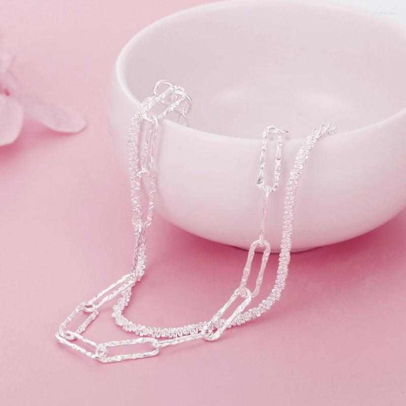 Chains Fashion Silver Color Shining Double-Deck Link Chain Necklaces For Women Jewelry Sexy Accessories Items 
Chains Fashion Silver Color Shining Double-Deck Link Chain Necklaces For Women Jewelry Sexy Accessories Items