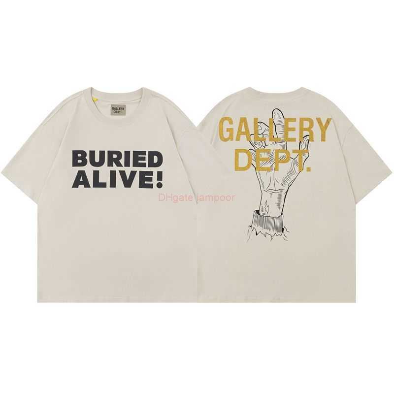 Designer Fashion Clothing Tees Tshirt Galleryes Depts New Slogan Buried Alive Letter Print American Loose Short Sleeve Tshirt for Men Women Casual Streetwear Tops R