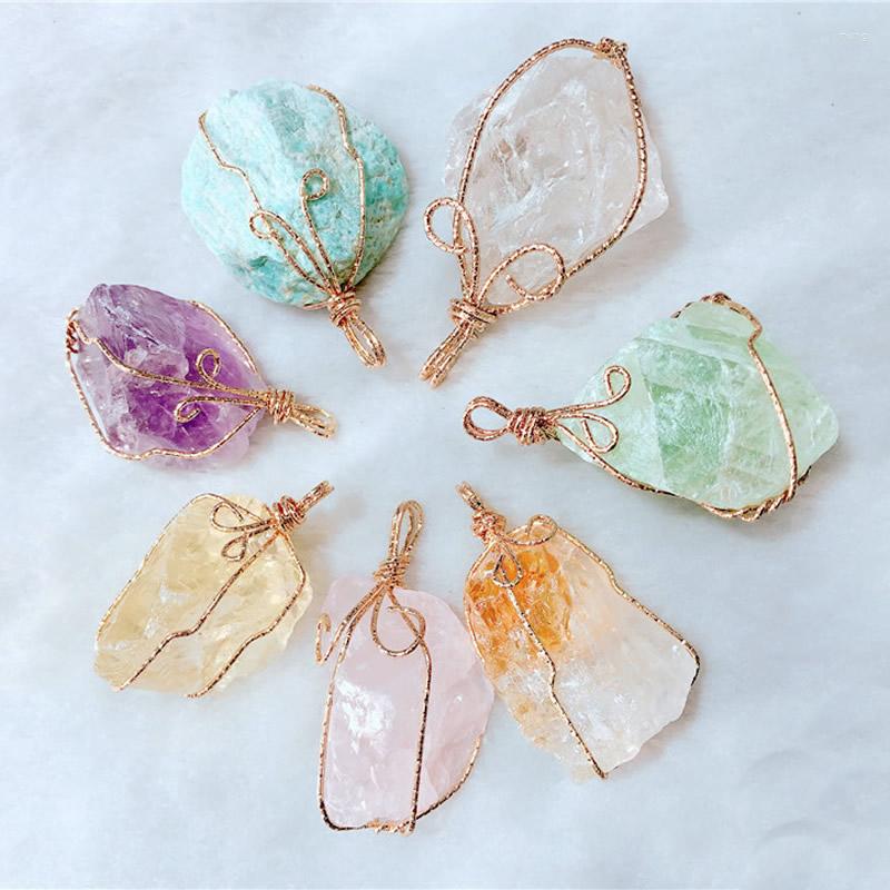 Pendant Necklaces Wire Wrapped Rock Mineral Stone Quartz Necklace Natural Amethysts Amazonite Fluorite Cirtines Crystal Femme
Pendant Necklaces Wire Wrapped Rock Mineral Stone Quartz Necklace Natural Amethysts Amazonite Fluorite Cirtines Crystal Femme