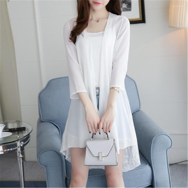 Women' Knits Spring Summer Women Three Quarter Sleeve Chiffon Shirt Thin Cardigan Sun Protection Clothing Sexy Hollow Lace Shawl Top Fall, White
Women' Knits Spring Summer Women Three Quarter Sleeve Chiffon Shirt Thin Cardigan Sun Protection Clothing Sexy Hollow Lace Shawl Top Fall, White