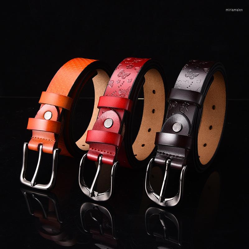 Belts Fashion Designer Female Belt Genuine Leather Ladies Casual Luxury Metal Retro Style With Buckle Wide Cummerbunds For Dress, Black