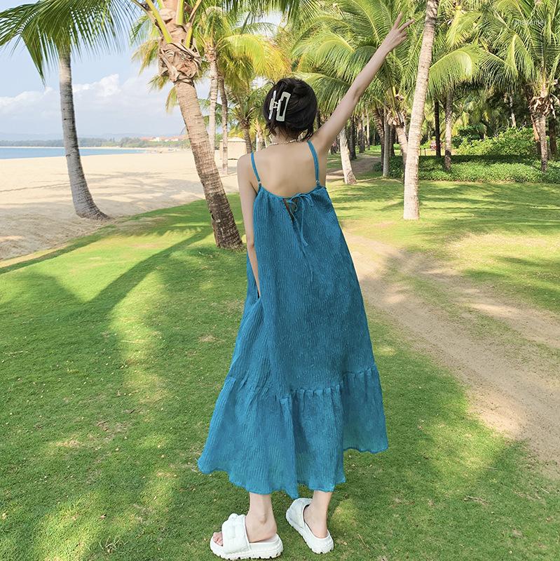 Casual Dresses Summer Spaghetti Strap Loose Bohemian Style Blue Color Long Women Beach Holiday
Casual Dresses Summer Spaghetti Strap Loose Bohemian Style Blue Color Long Women Beach Holiday