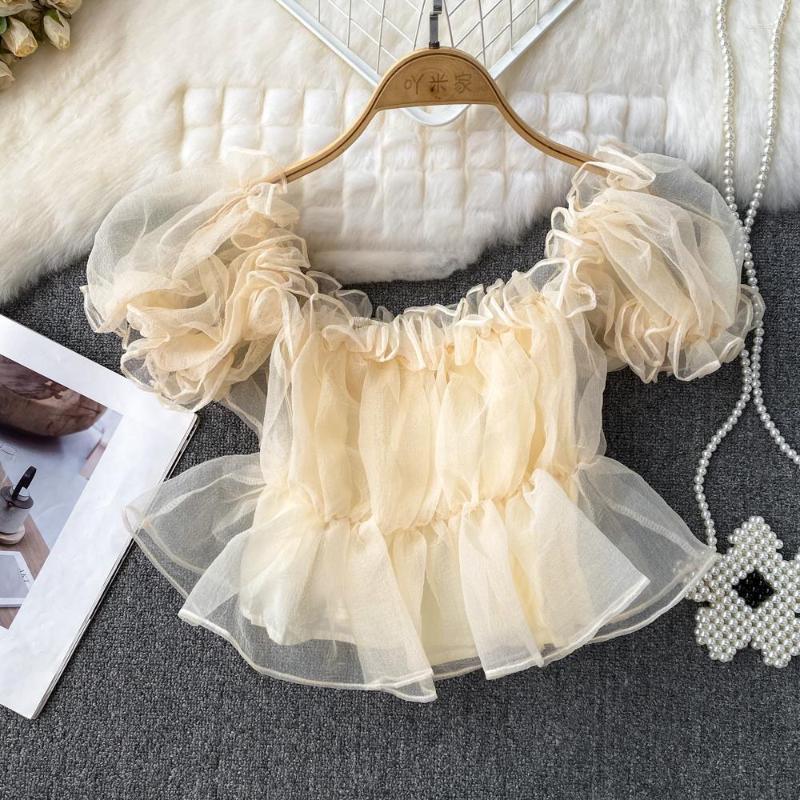 Women's Blouses Summer Design Feel Off Shoulder Bubble Sleeve Pullover Head Shirt High Waist Short Top, Apricot
Women's Blouses Summer Design Feel Off Shoulder Bubble Sleeve Pullover Head Shirt High Waist Short Top, Apricot