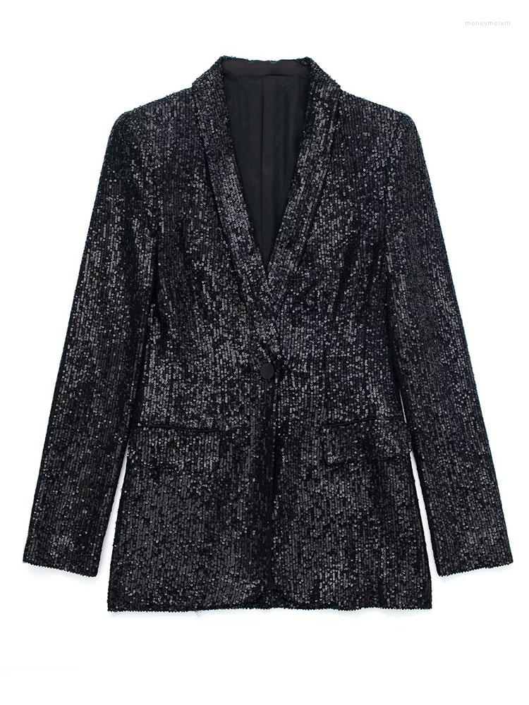 Women's Suits European And American Jacket Sequins Single Button Black Elegant Blazer Long Sleeve Slim Commuter Suit Coat
Women's Suits European And American Jacket Sequins Single Button Black Elegant Blazer Long Sleeve Slim Commuter Suit Coat