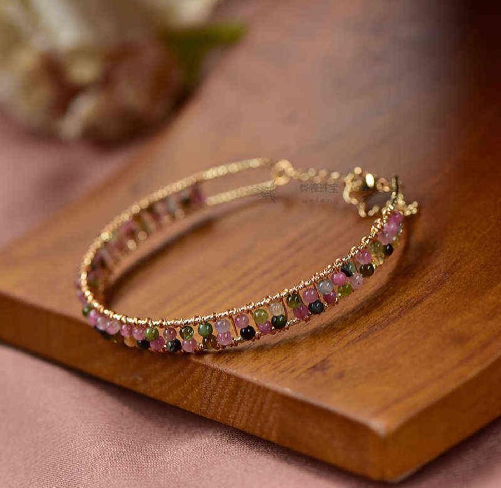 14kgf Handmade Natural Tourmaline Bracelet Jewelry Bangle for Women Gift Drop4461488
14kgf Handmade Natural Tourmaline Bracelet Jewelry Bangle for Women Gift Drop4461488