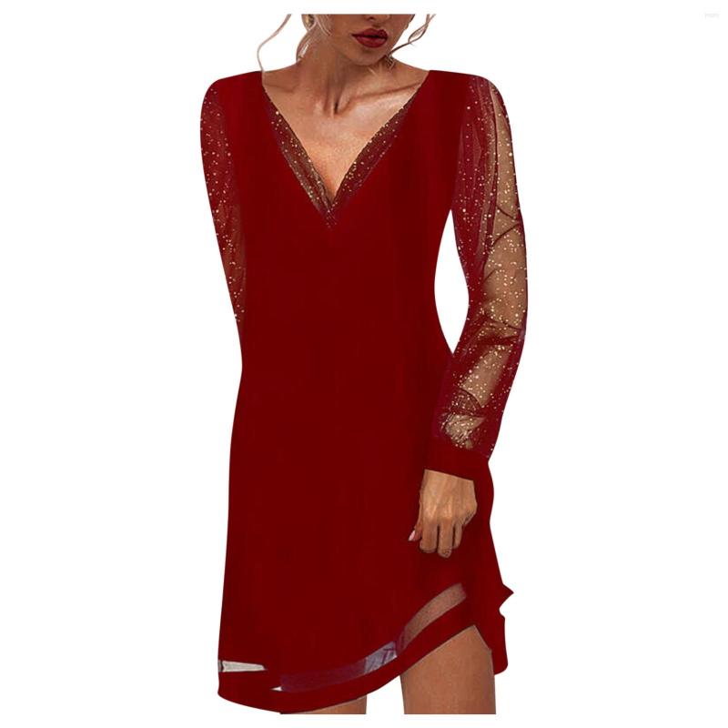 Casual Dresses Women Fashion Dress Solid Lace Splice Long Sleeve Plain Ruffle Loose V-neck Pullover Mini Party, Black
Casual Dresses Women Fashion Dress Solid Lace Splice Long Sleeve Plain Ruffle Loose V-neck Pullover Mini Party, Black