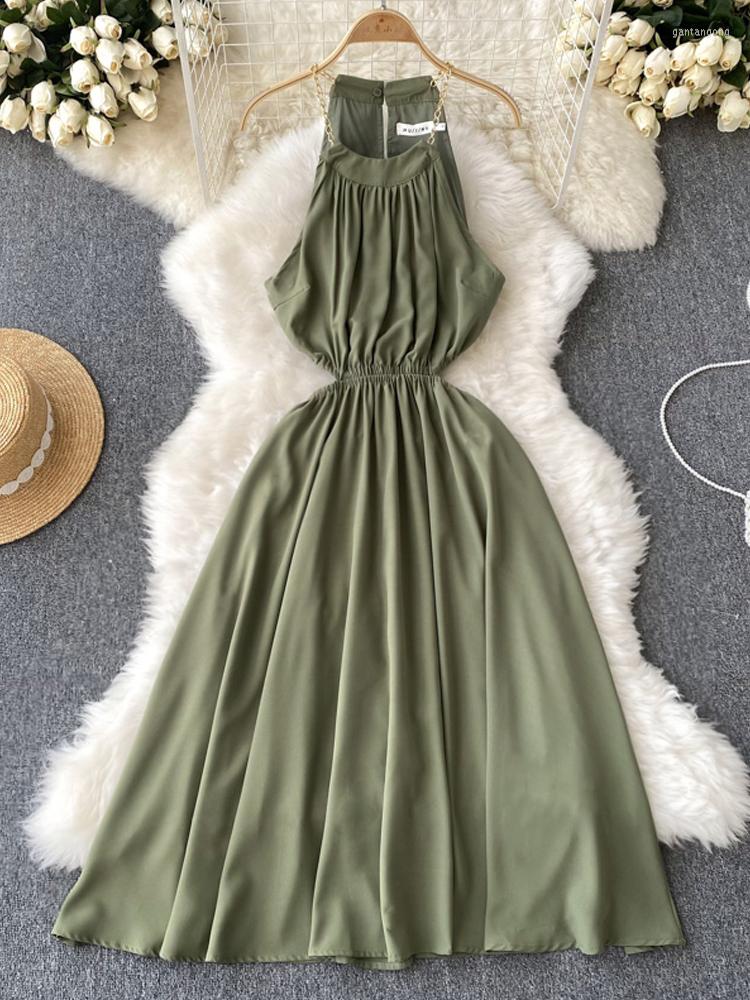 Casual Dresses YuooMuoo Chic Elegant Chains Halter Women Dress Summer Sleeveless Slim Elastic Waist Long Fashion Green Party Vestiedos
Casual Dresses YuooMuoo Chic Elegant Chains Halter Women Dress Summer Sleeveless Slim Elastic Waist Long Fashion Green Party Vestiedos