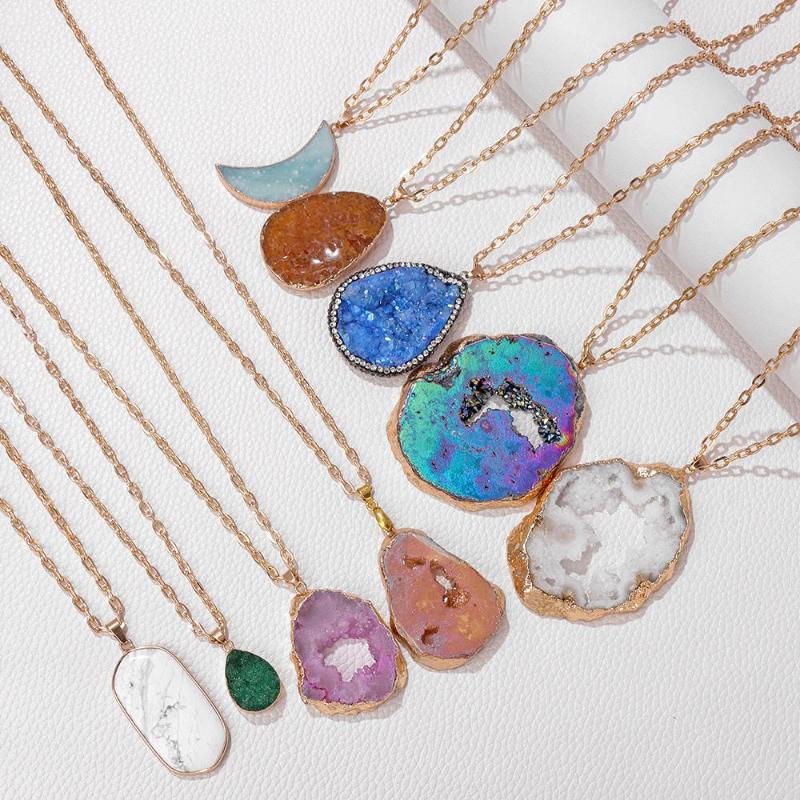 Pendant Necklaces Healing Druzy Crystal Necklace For Women Cluster Gem Minerals Stone Choker Female Jewelry Fashion Gift
Pendant Necklaces Healing Druzy Crystal Necklace For Women Cluster Gem Minerals Stone Choker Female Jewelry Fashion Gift
