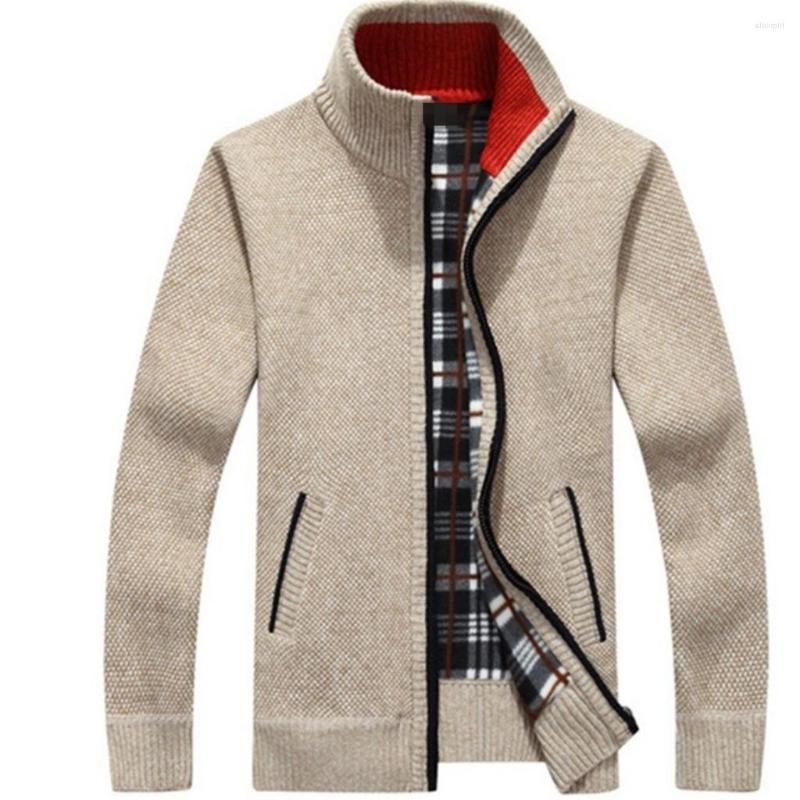 Men's Sweaters Men's Plus Size Thick Fleece Sweater Coat, White
