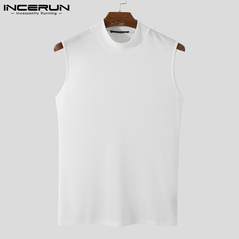 Men's Tank Tops Fashion Men's Tank Tops Turtleneck Sleeveless Streetwear Casual Vests Solid Color Party Nightclub Skinny Tops INCERUN S5XL 2