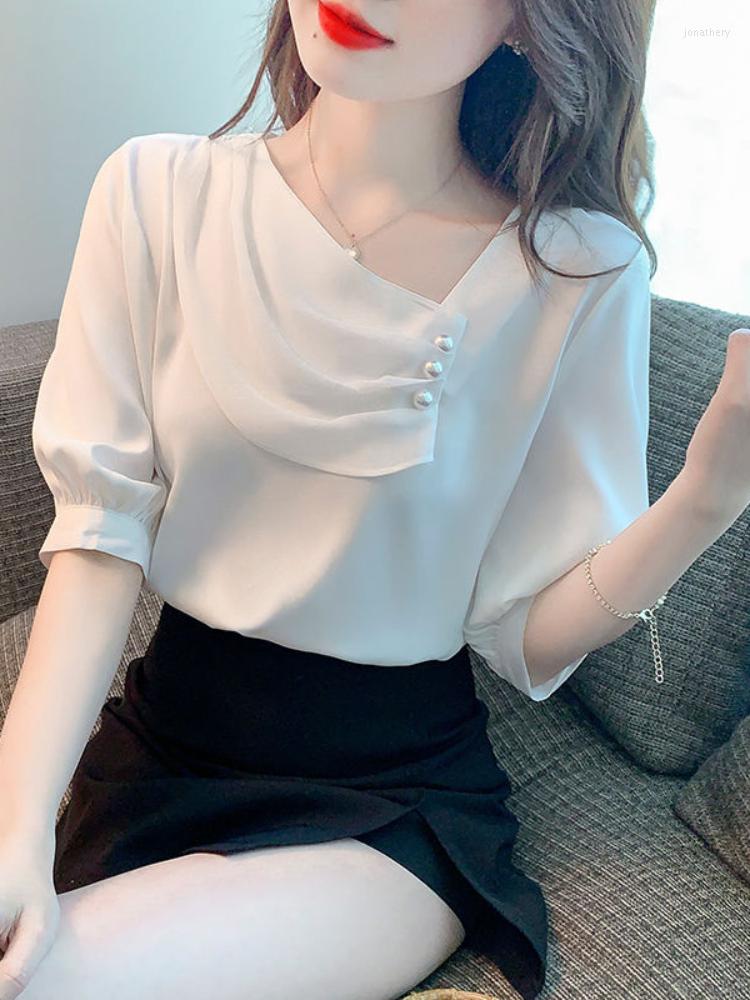 Women's Blouses Elegant Skew Collar Folds Beading Puff Sleeve Loose Chiffon Blouse Summer Chic Tops Sweet Women Clothing Commute Shirt 2023, White
Women's Blouses Elegant Skew Collar Folds Beading Puff Sleeve Loose Chiffon Blouse Summer Chic Tops Sweet Women Clothing Commute Shirt 2023, White