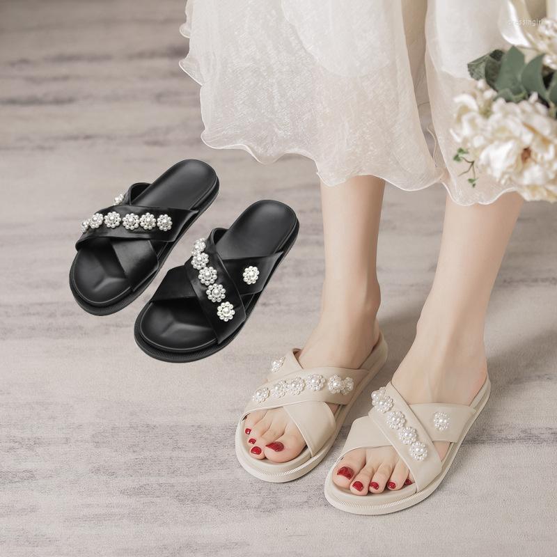 Slippers PTHAOXIE Pearl Women's Summer Fashion Outer Wear 2023 Thick-soled Sandals Women Sandal Ladies Luxury Designer Shoes, Black 
Slippers PTHAOXIE Pearl Women's Summer Fashion Outer Wear 2023 Thick-soled Sandals Women Sandal Ladies Luxury Designer Shoes, Black