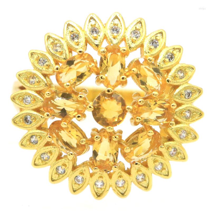 Cluster Rings 23x23mm Lovely Cute 5.1g Golden Citrine White CZ Females Wedding Gold Silver Drop
Cluster Rings 23x23mm Lovely Cute 5.1g Golden Citrine White CZ Females Wedding Gold Silver Drop