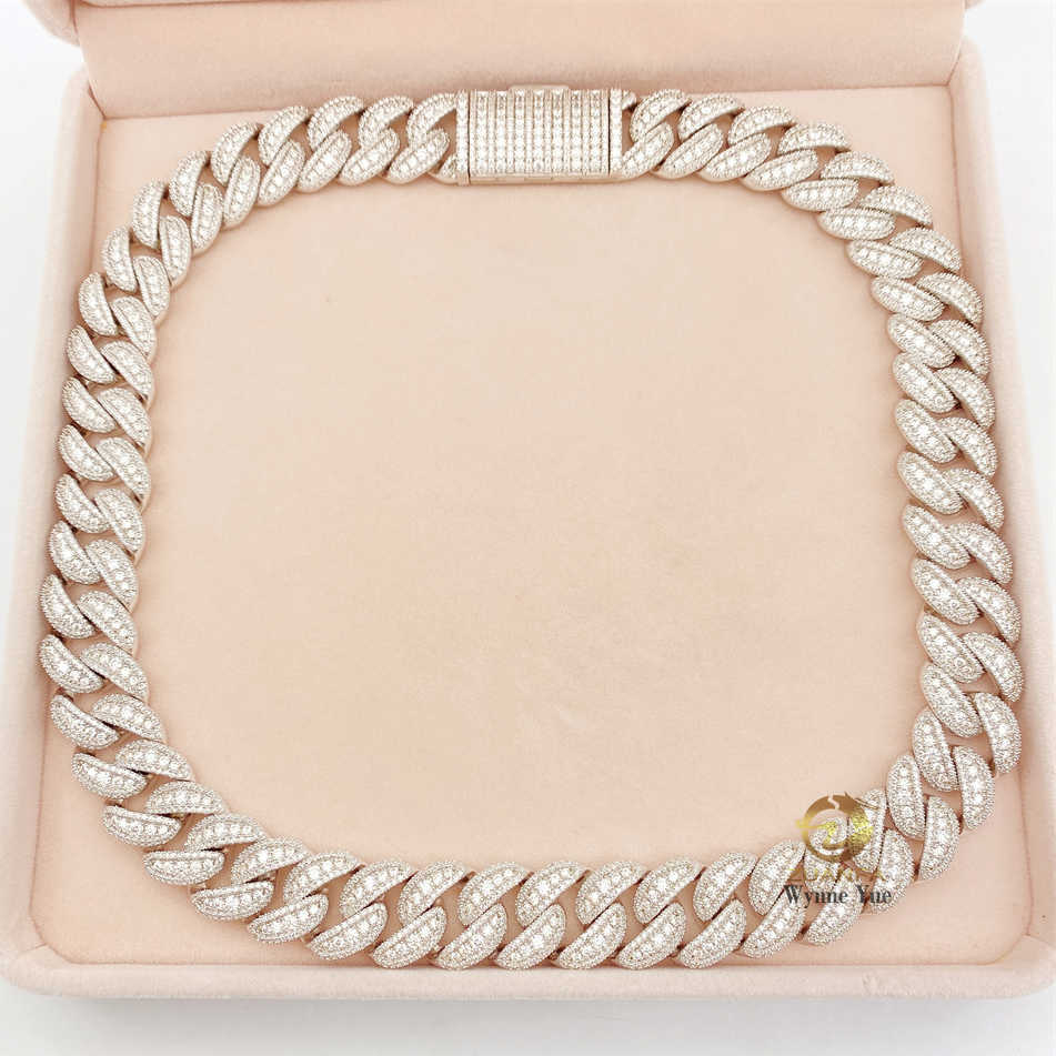 necklace moissanite chain 35ctw Bussdown 18mm Iced Out Falwless Moissanite Diamond Miami Cuban Link Chain