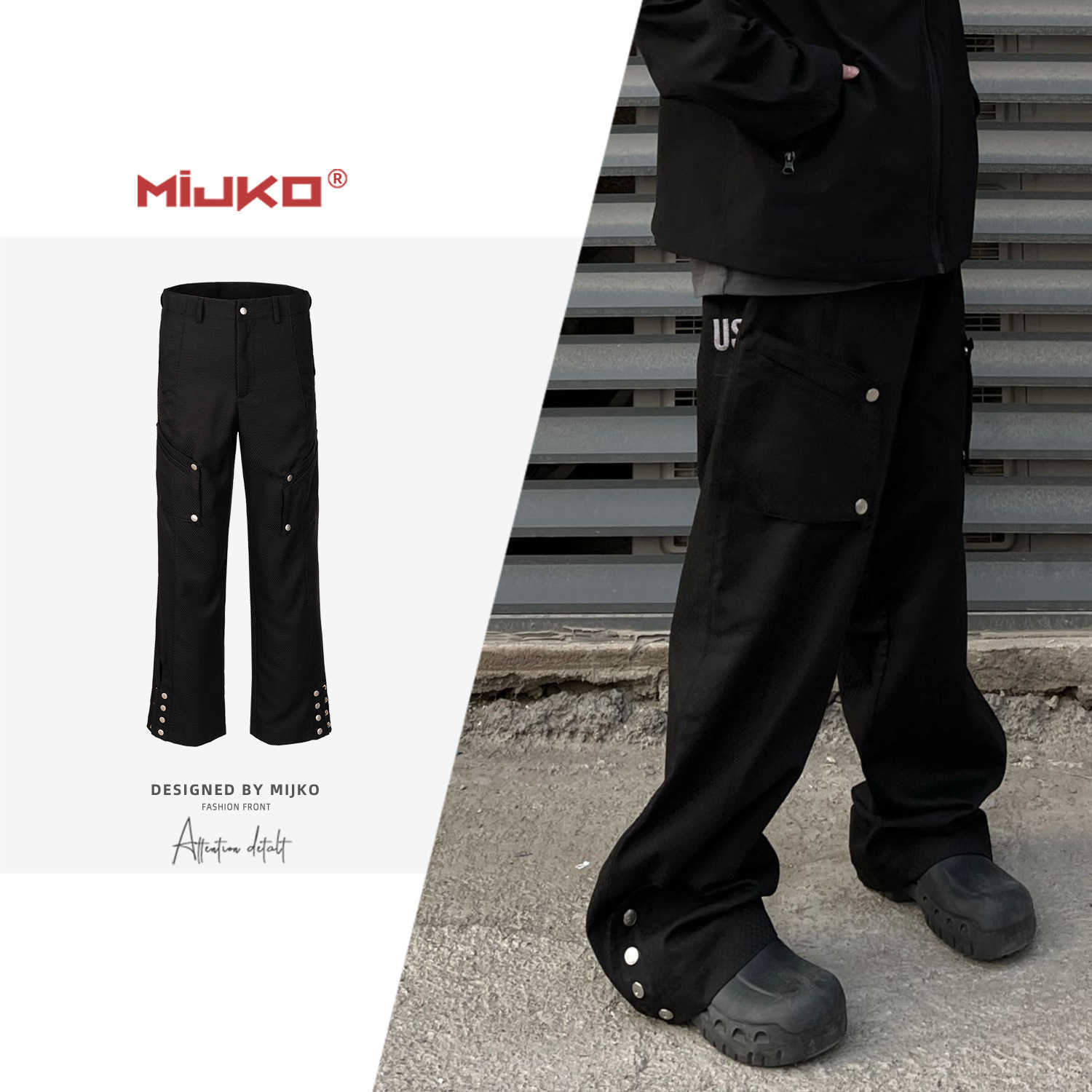 MIJKO Men's and Women's New KK Style Trouser Hem Buckle Straight Leg Pants Unisex Waffle Black Casual Pants
MIJKO Men's and Women's New KK Style Trouser Hem Buckle Straight Leg Pants Unisex Waffle Black Casual Pants