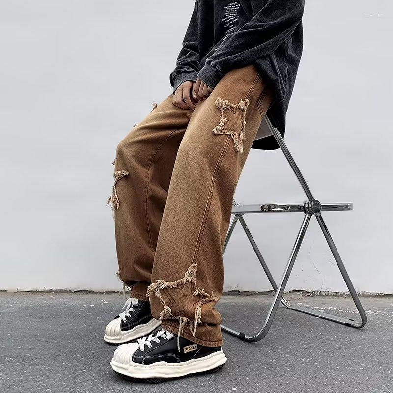 Men' Jeans Y2K Men' Star Towel Embroidery Brown Baggy Pants Clothes Straight Hip Hop Cotton Long 2023 Fashion, Blue 
Men' Jeans Y2K Men' Star Towel Embroidery Brown Baggy Pants Clothes Straight Hip Hop Cotton Long 2023 Fashion, Blue