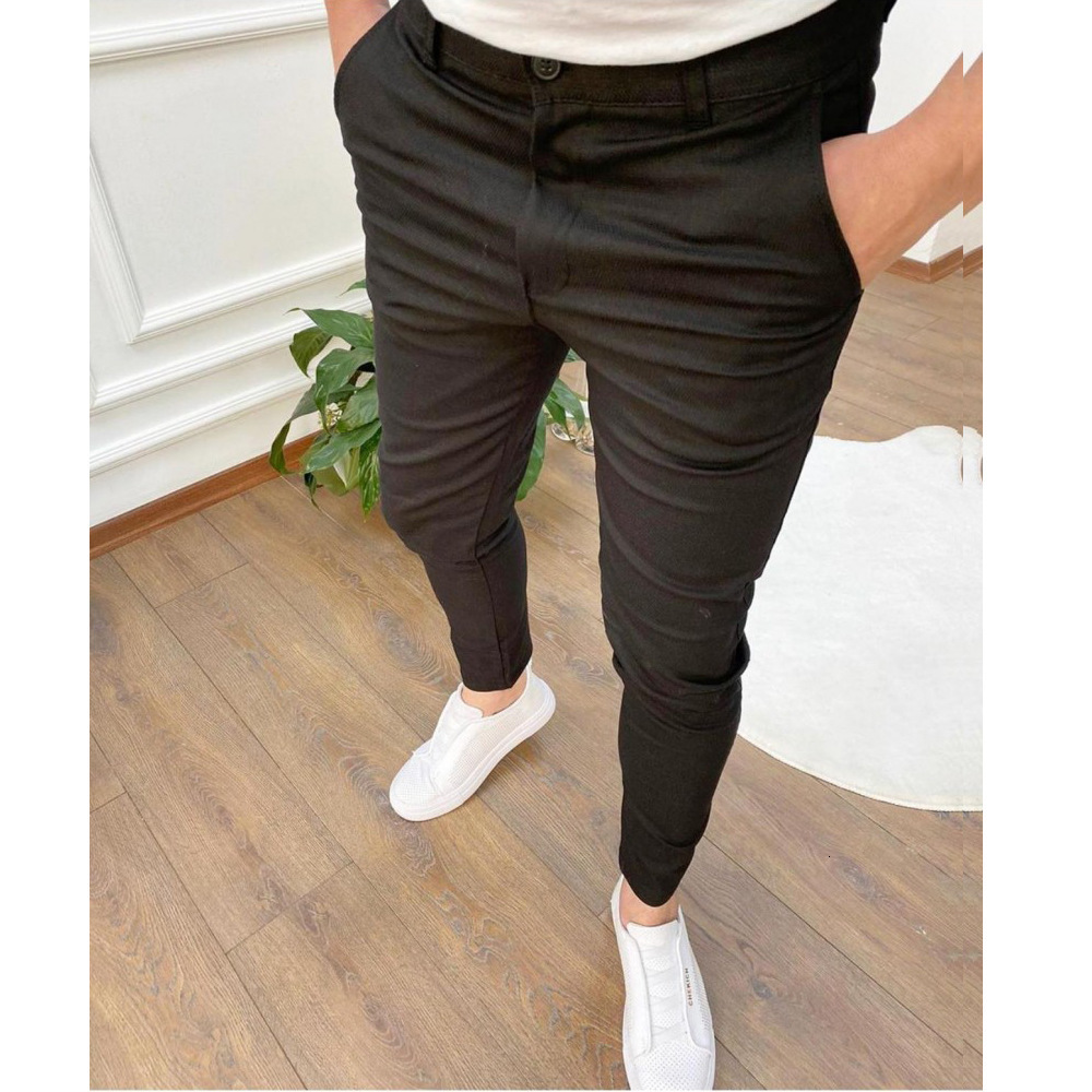 Men's Pants High Elastic Cotton Textured Tapered Slim Trousers Stop Looking At My Dick Sweatpants Street Wear Pants For Male 230512