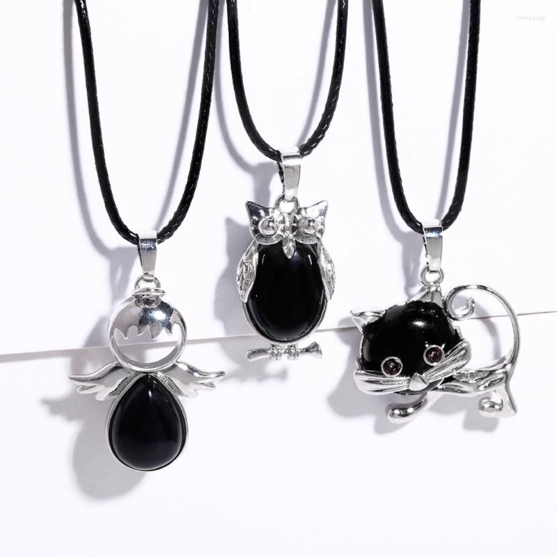 Pendant Necklaces FLOLA Black Onyx Animal Crystal For Women Men Hip Hop Punk Leather Chain Necklace Nature Stone Jewelry Gifts Nkeb662
Pendant Necklaces FLOLA Black Onyx Animal Crystal For Women Men Hip Hop Punk Leather Chain Necklace Nature Stone Jewelry Gifts Nkeb662