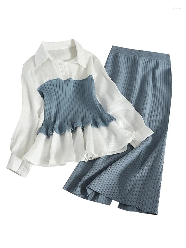 Work Dresses Autumn Winter Knit Shirt Splice Half-length Skirt Two-piece Set Women' Knitting Fashion Casual Long Sleeve, Black 2-piece set
Work Dresses Autumn Winter Knit Shirt Splice Half-length Skirt Two-piece Set Women' Knitting Fashion Casual Long Sleeve, Black 2-piece set