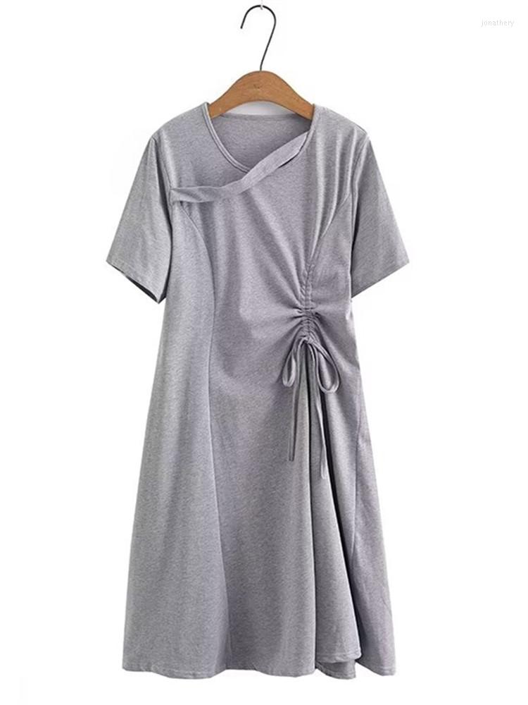 Plus Size Dresses Women's Dress Bow Tie Drawstring Summer Thin Cotton Stretch T-Shirt Solid Color Knee-Length Skirt With Asymmetric, Black
Plus Size Dresses Women's Dress Bow Tie Drawstring Summer Thin Cotton Stretch T-Shirt Solid Color Knee-Length Skirt With Asymmetric, Black